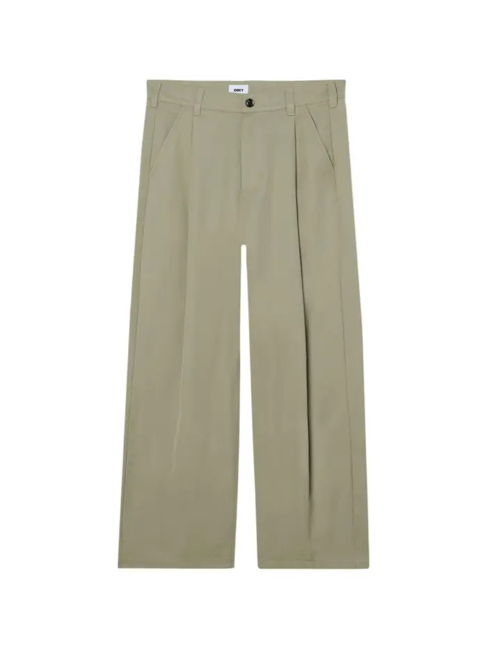 Obey Otis pleated pants pantaloni sartoriali gamba larga - dried sage GRAY