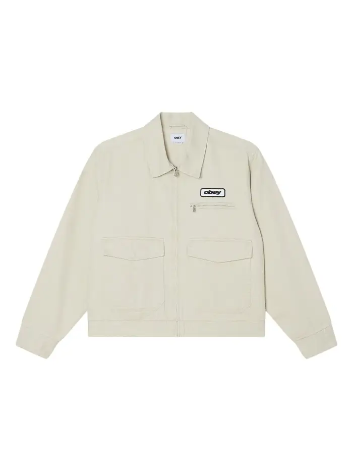 Obey Walter work Jacket giacca in canvas leggera con colletto e zip - silver bitch faded BEIGE