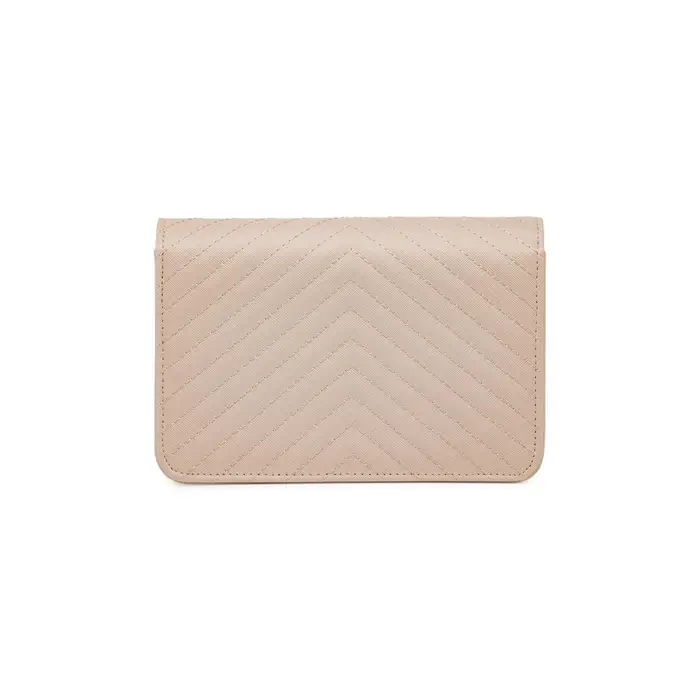 OBSEL Borsa a tracolla beige da donna con impunture chevron e catena oro UNICA