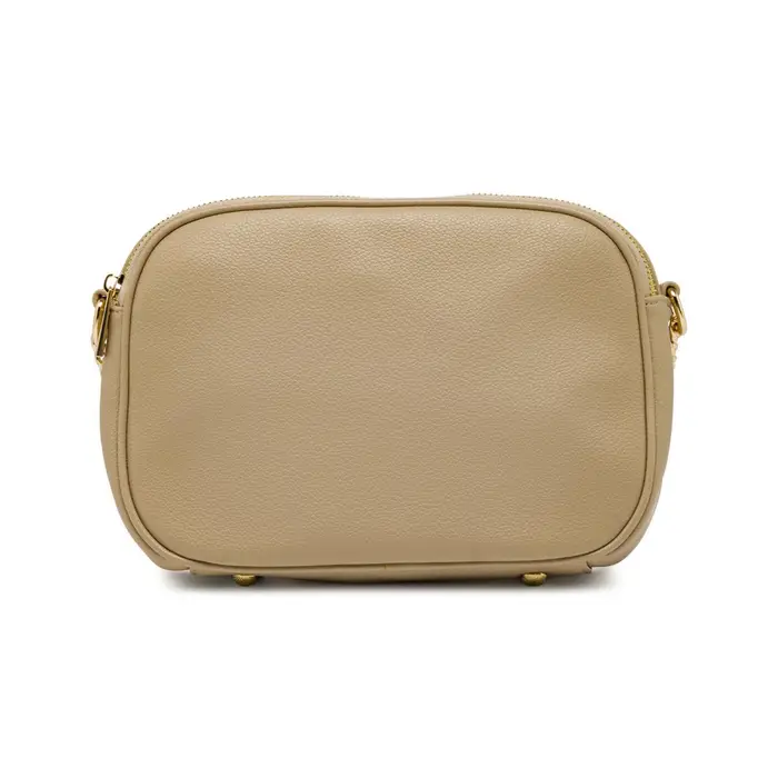 OBSEL Borsa a tracolla da donna beige con doppia zip e catena oro UNICA