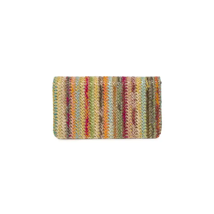 OBSEL Borsa a tracolla da donna multicolore effetto paglia a righe con catena UNICA