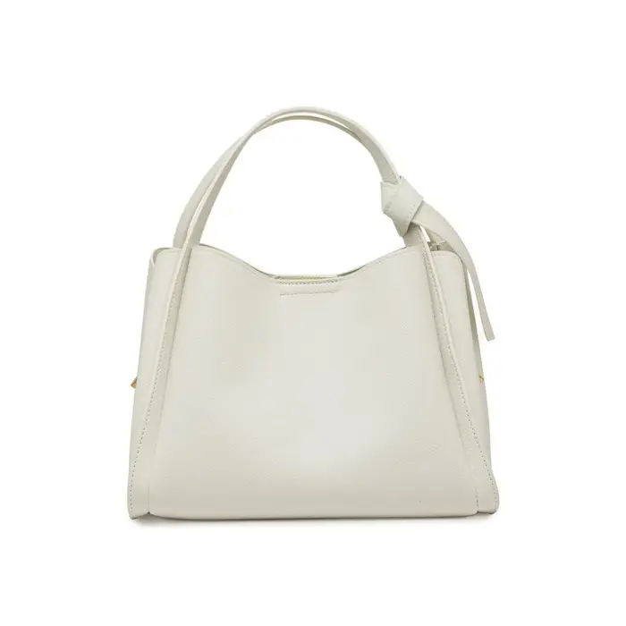 OBSEL Borsa giorno bianca da donna con effetto martellato e nodo decorativo UNICA