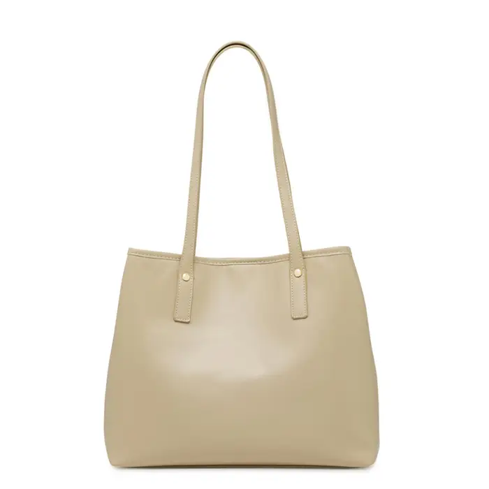 OBSEL Borsa shopping beige da donna con doppia maniglia e tracolla rimovibile UNICA