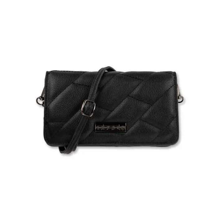 Pochette nera da donna effetto trapuntato con tracolla