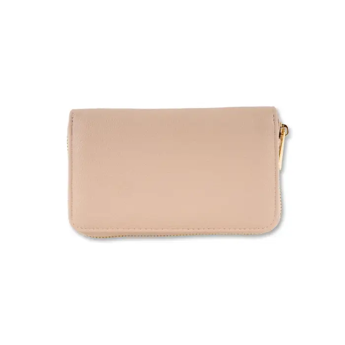 OBSEL Portafoglio beige da donna con chiusura zip-around effetto grana UNICA