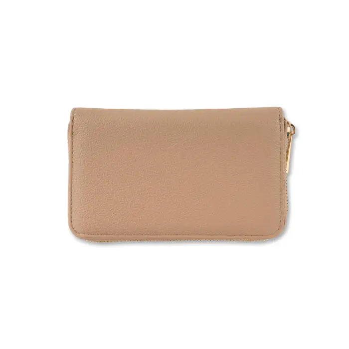 OBSEL Portafoglio beige da donna con chiusura zip e texture martellata UNICA