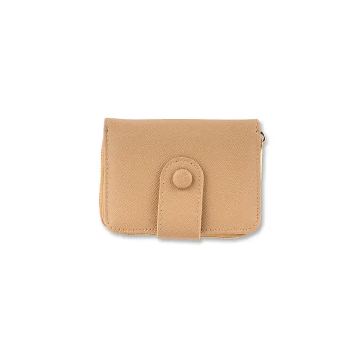 OBSEL Portafoglio beige da donna con scomparto a fisarmonica e zip UNICA