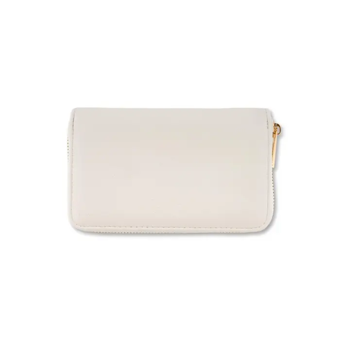 OBSEL Portafoglio bianco da donna con zip-around e finiture dorate UNICA