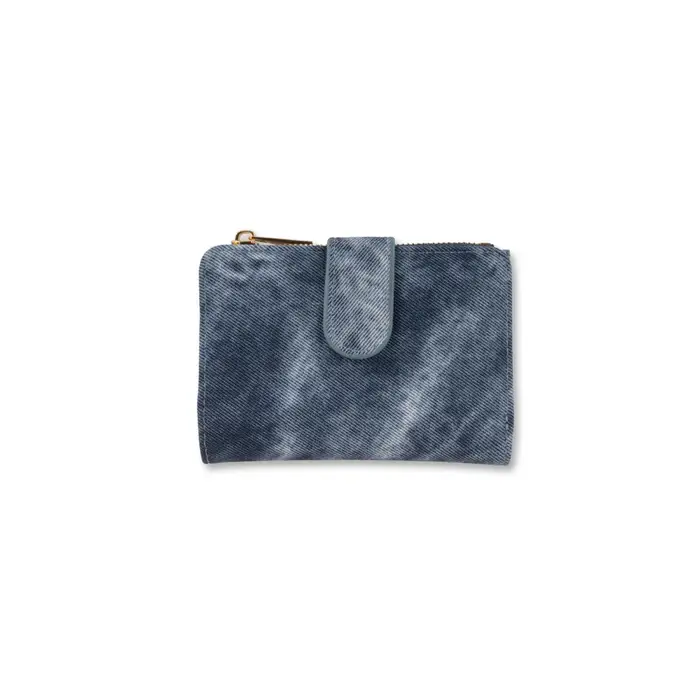 OBSEL Portafoglio blu da donna effetto denim con stampa washed e zip UNICA
