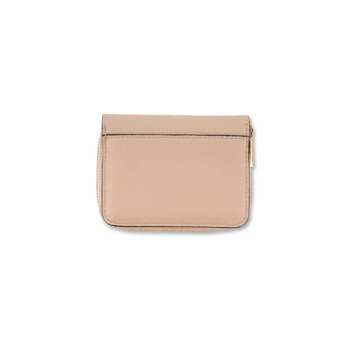 OBSEL Portafoglio compatto beige da donna effetto grana con zip e bottone UNICA