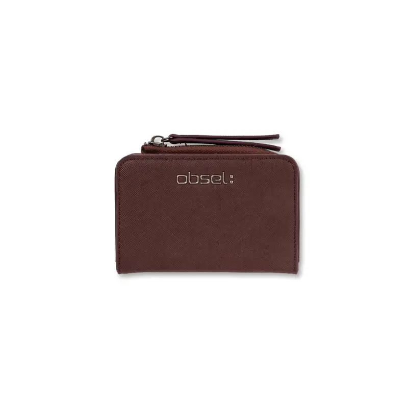 OBSEL Portafoglio marrone da donna con scritta logo