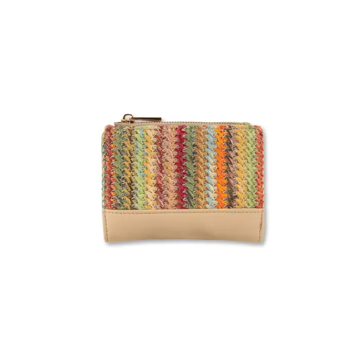 OBSEL Portafoglio multicolore da donna con trama intrecciata e base beige UNICA