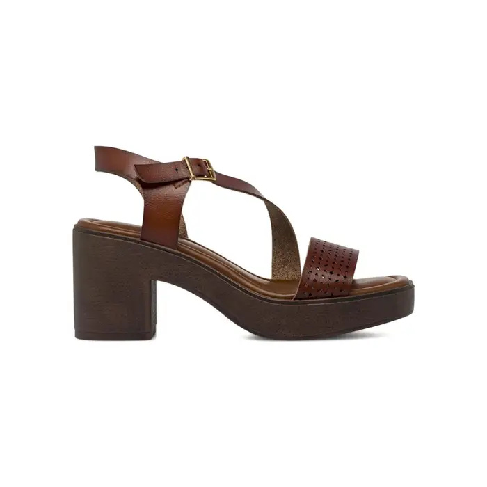 OBSEL Sandali marroni da donna con tacco alto 8 cm e plateau