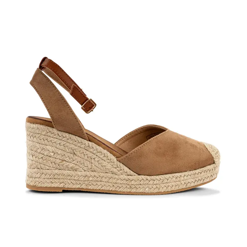 OBSEL Sandali marroni da donna con zeppa in corda e cinturino