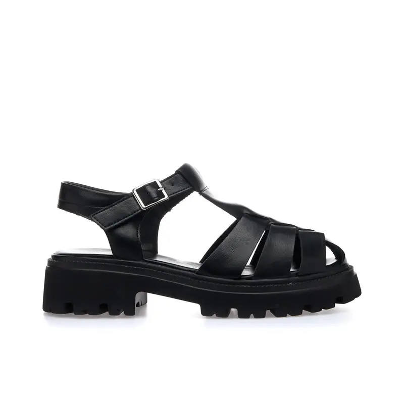 OBSEL Sandali neri con gabbia e suola platform