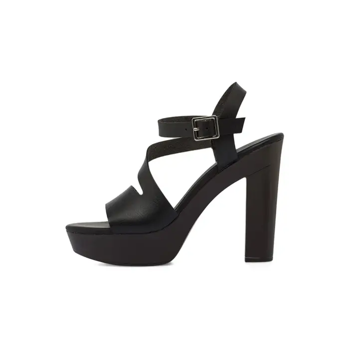 OBSEL Sandali neri da donna con tacco alto a colonna 11 cm e plateau