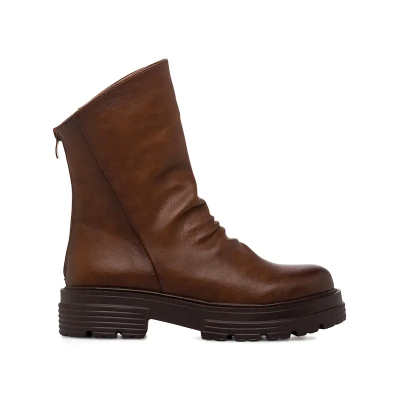 OBSEL Stivaletti marroni bassi con zip posteriore