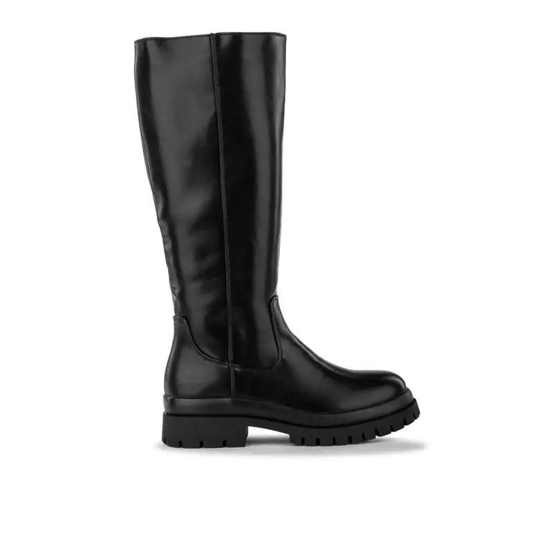 OBSEL Stivali neri bassi da donna con suola carrarmato in gomma