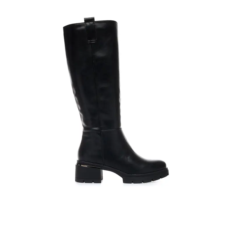 OBSEL Stivali neri con tacco basso largo