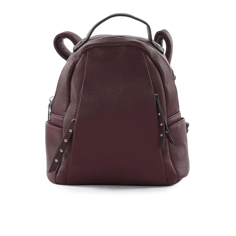 OBSEL Zaino bordeaux con doppia zip e tasche laterali