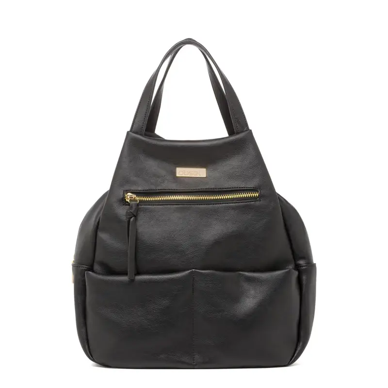 OBSEL Zaino-borsa nero da donna con tasche e zip