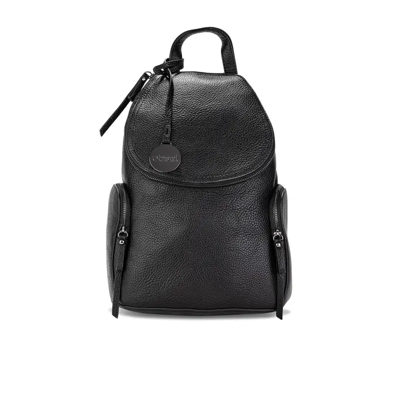 OBSEL Zaino nero con tasche laterali e ciondolo