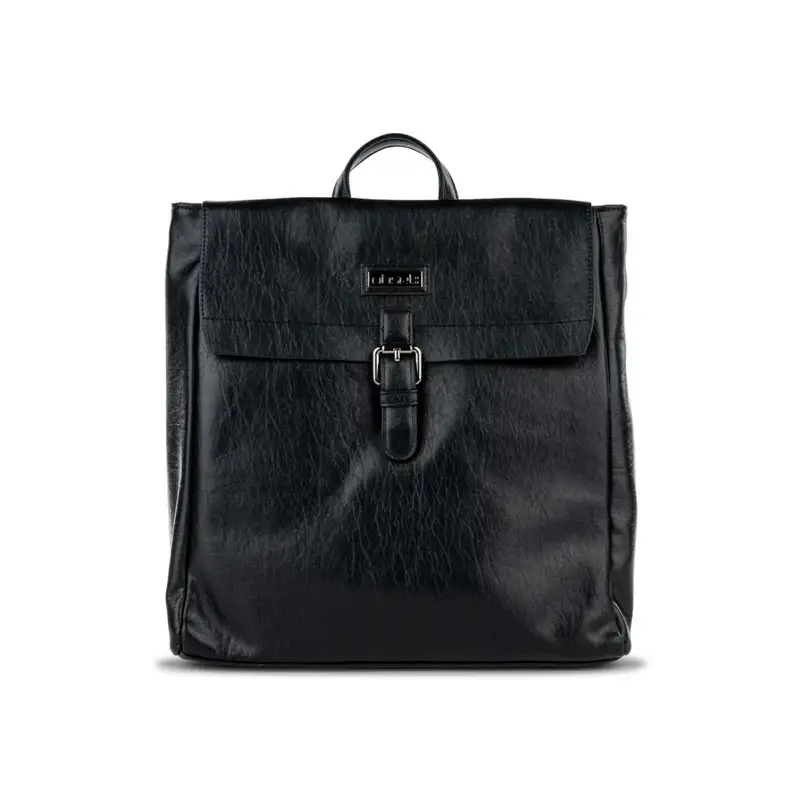 OBSEL Zaino nero da donna effetto vintage con fibbia