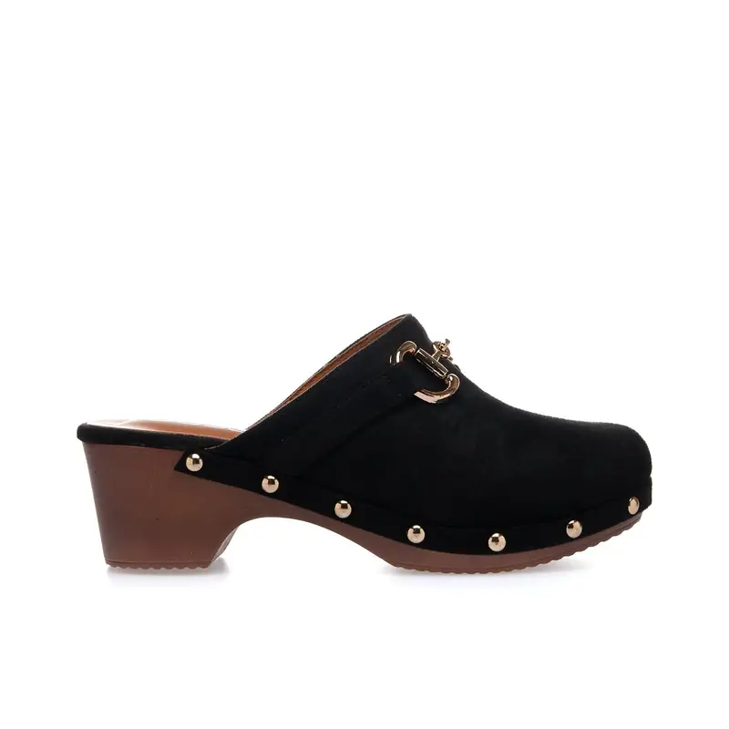 OBSEL Zoccoli neri chiusi con tacco e plateau