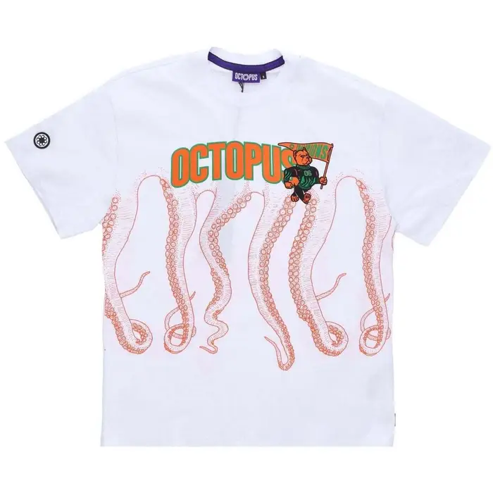 Octopus T-shirt Athletic Tee Bianco
