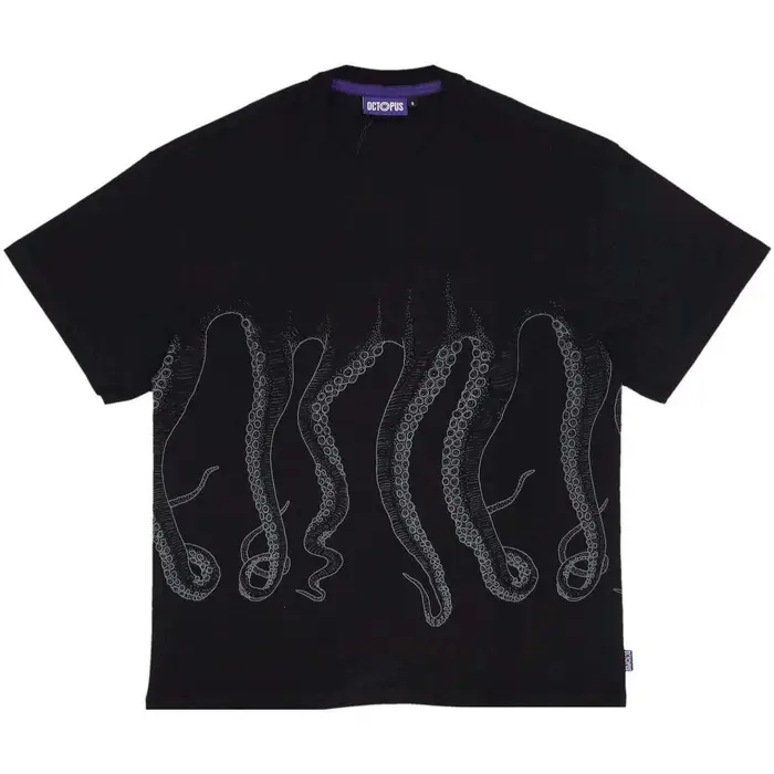 Octopus T-shirt Maglietta Uomo Outline Tee Black Nero