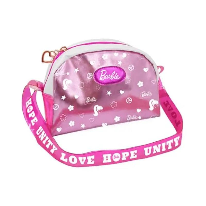 ODS Barbie - Borsetta Fashion con Tracolla e Chiusura Zip, Ciondolo Inclusa, Misura 22 cm, Età Consigliabile 3+