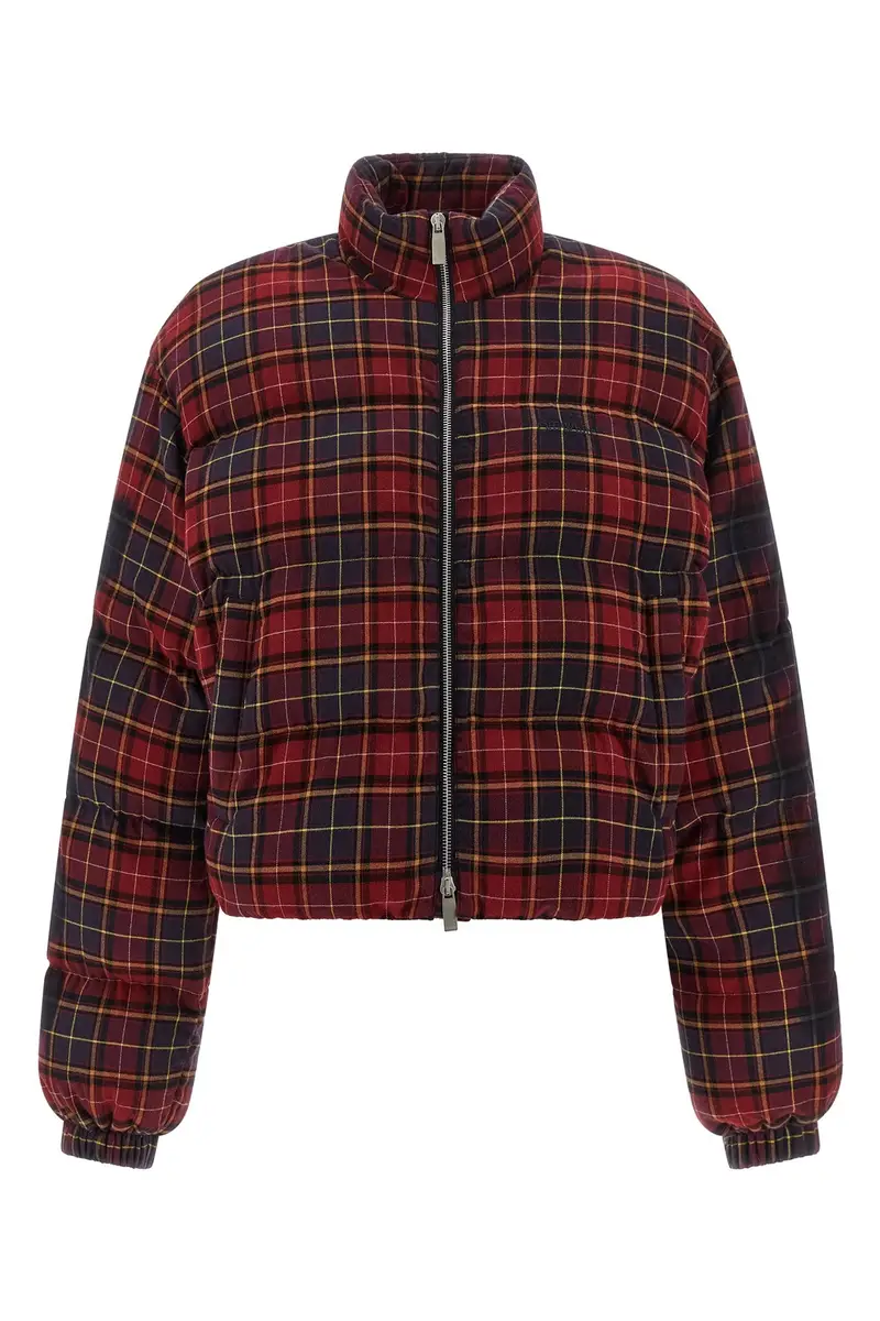 OFF-WHITE Piumino 'Check Flan Arrow Spray' Bordeaux