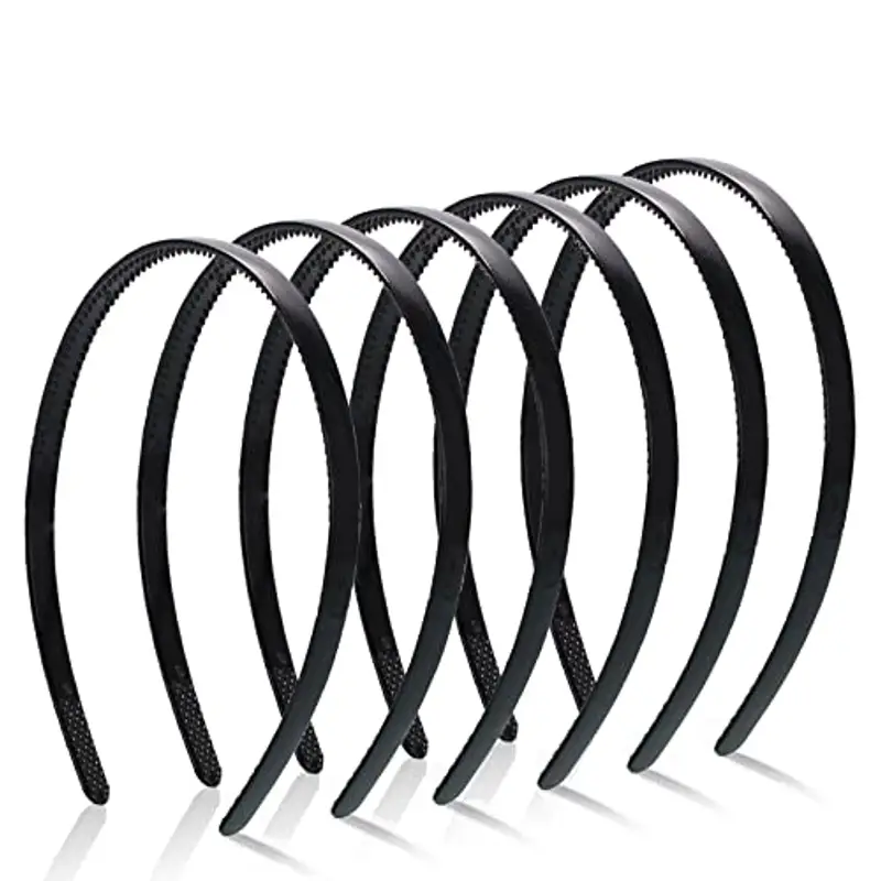 Olakin Cerchietti in Plastica - Set da 6 Pezzi Nero