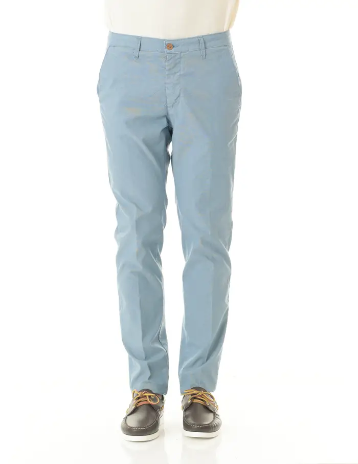 Pantaloni Old river uomo azzurro cino slim in cotone
