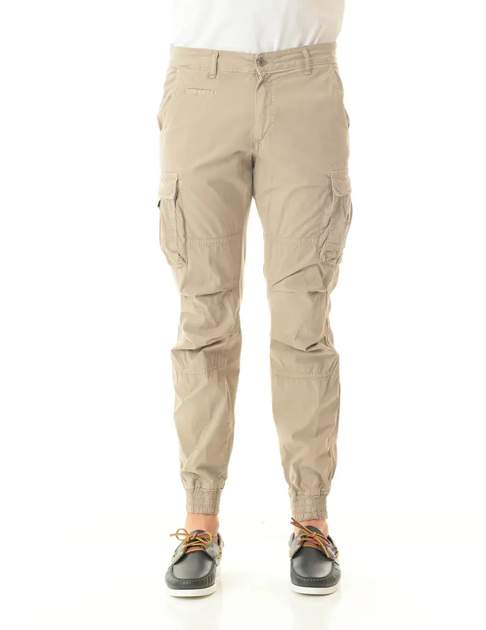 Pantaloni Old river uomo beige cargo con polsini