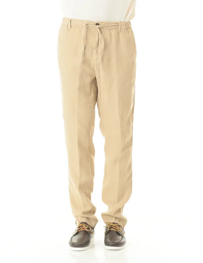 Pantaloni Old river uomo beige in lino Asky Golg