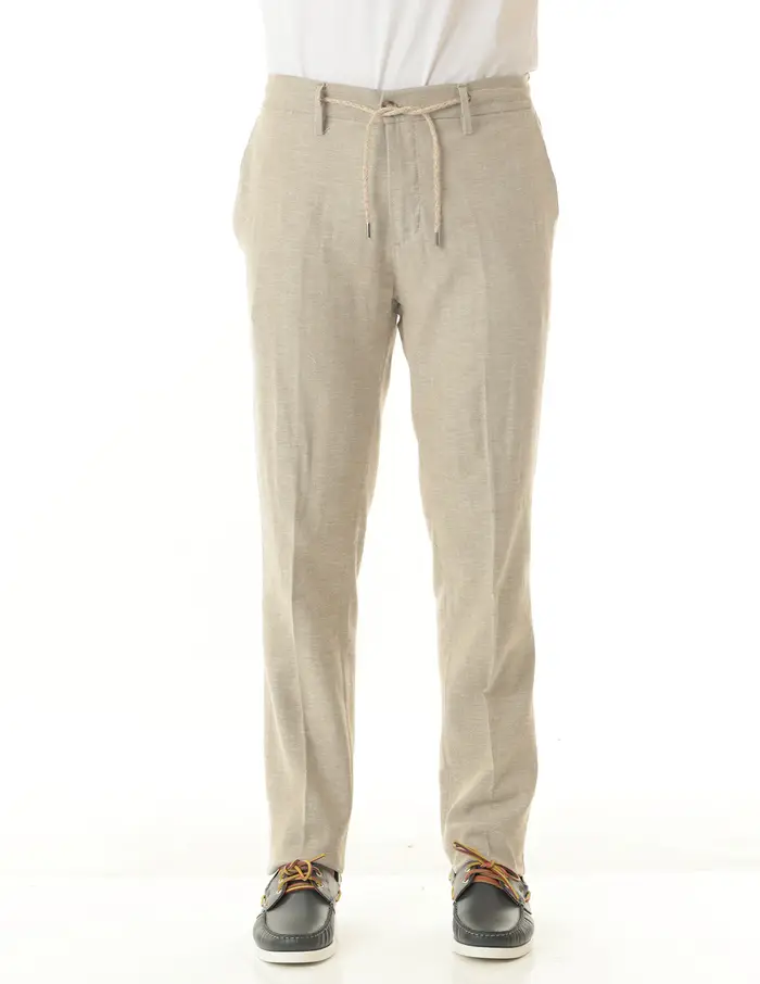 Pantaloni Old river uomo beige scuro spigati con coulisse