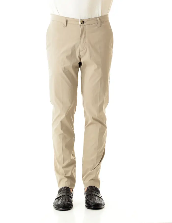 Pantaloni Old river uomo beige slim a gamba dritta