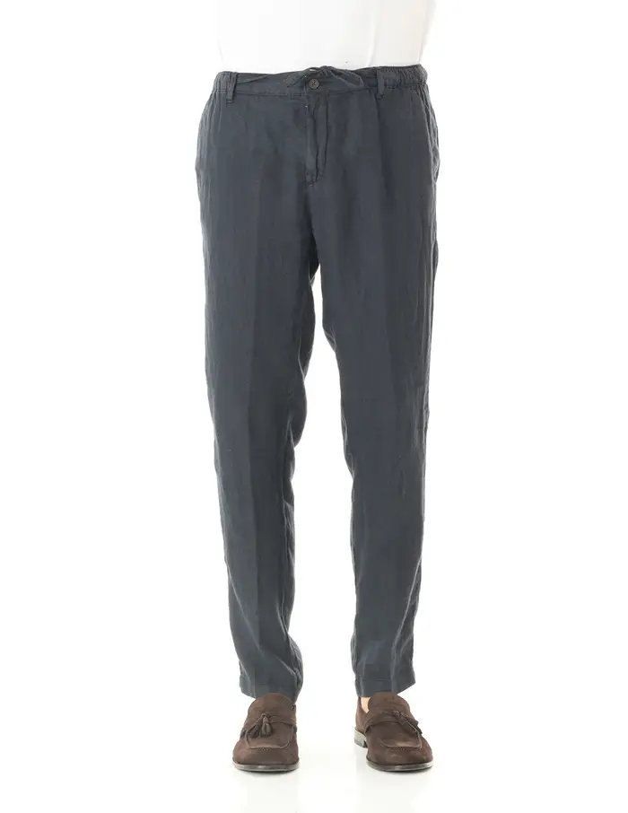 Pantaloni Old river uomo blu scuro in lino Asky Golg