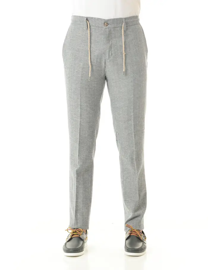 Pantaloni Old river uomo grigio blu spigati con coulisse