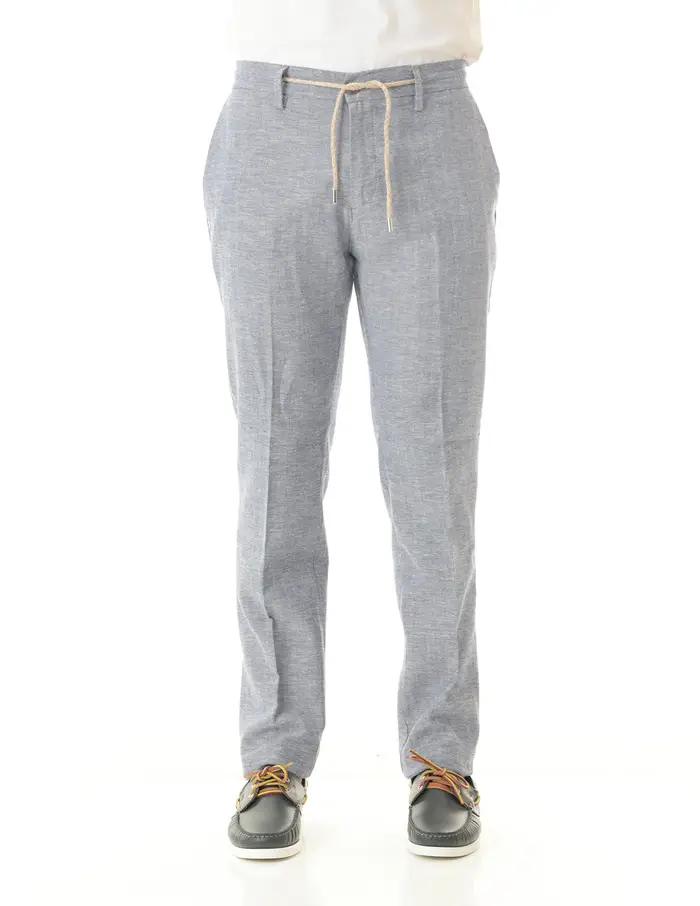 Pantaloni Old river uomo grigio celeste spigati con coulisse