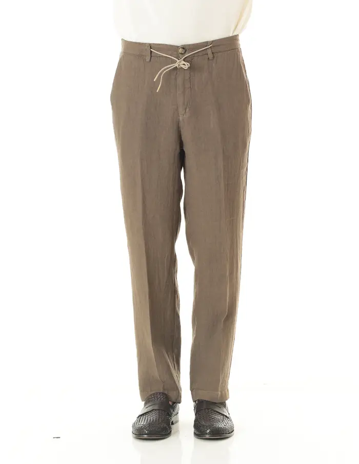 Pantaloni Old river uomo marroni con laccetto young fit