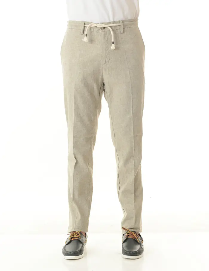 Pantaloni Old river uomo tortora con coulisse in misto lino