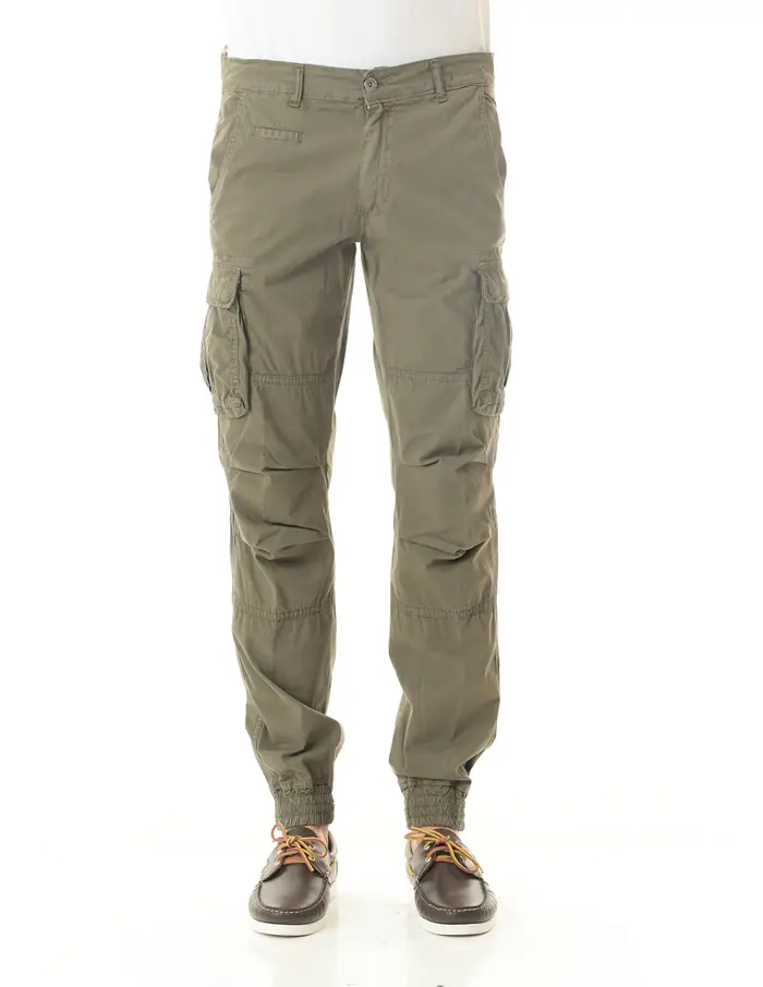 Pantaloni Old river uomo verde militare cargo con polsini