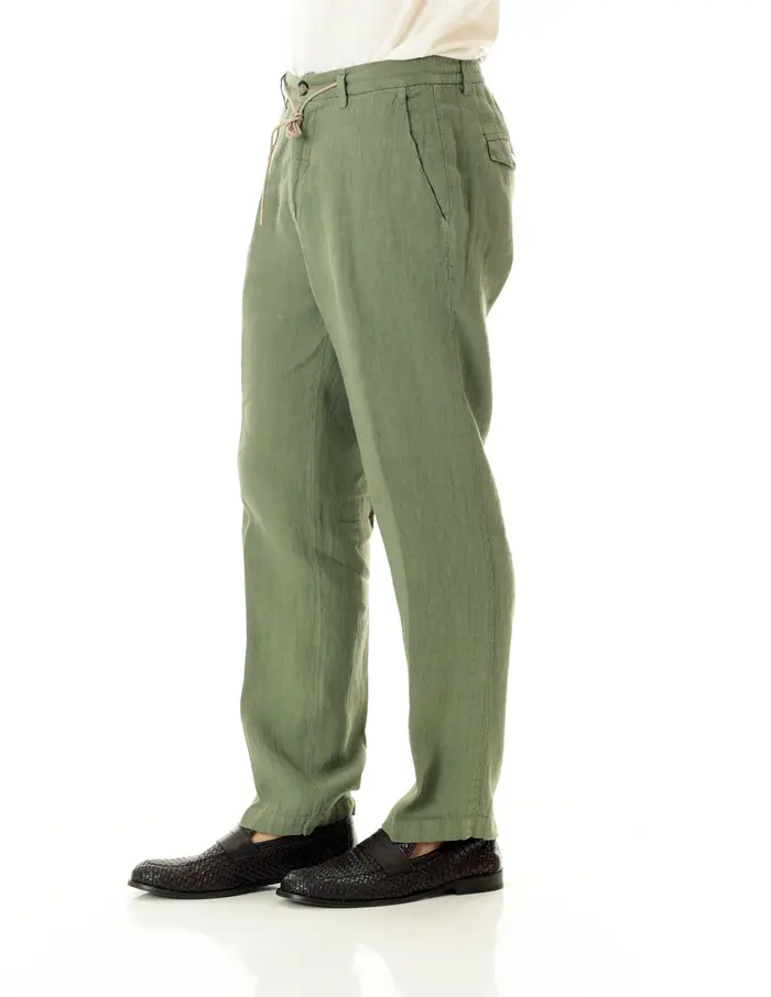 Pantaloni Old river uomo verdi con laccetto young fit