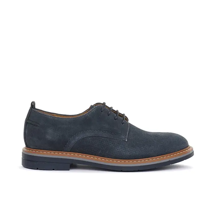 Stringate eleganti blu in suede con suola in gomma