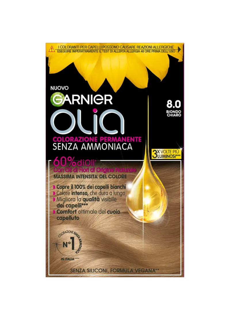 OLIA' Garnier Tinta Capelli, Colorazione Permanente Senza Ammoniaca, Copre Il 100% Dei Capelli Bianchi, Con Oli Di Fiori Di Origine