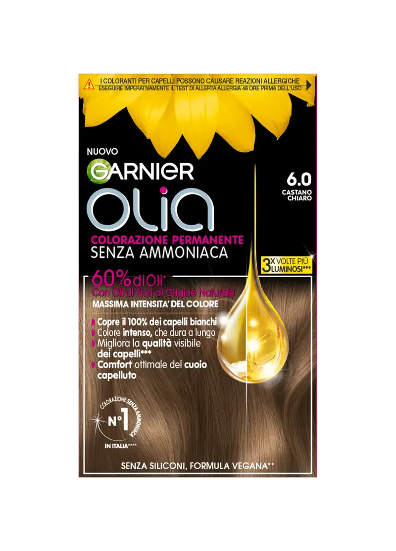 OLIA' Garnier Tinta Capelli, Colorazione Permanente Senza Ammoniaca, Copre Il 100% Dei Capelli Bianchi, Con Oli Di Fiori Di Origine