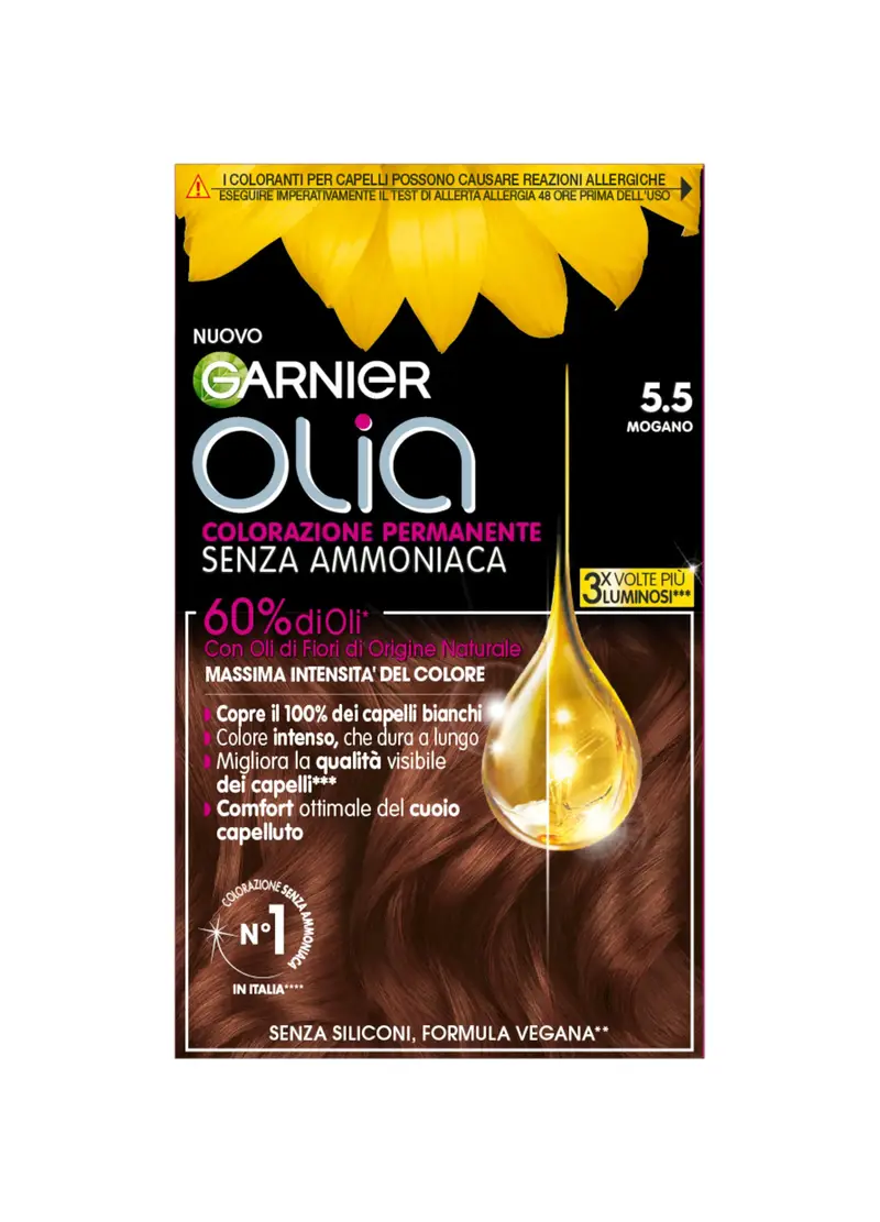 OLIA' Garnier Tinta Capelli, Colorazione Permanente Senza Ammoniaca, Copre Il 100% Dei Capelli Bianchi, Con Oli Di Fiori Di Origine