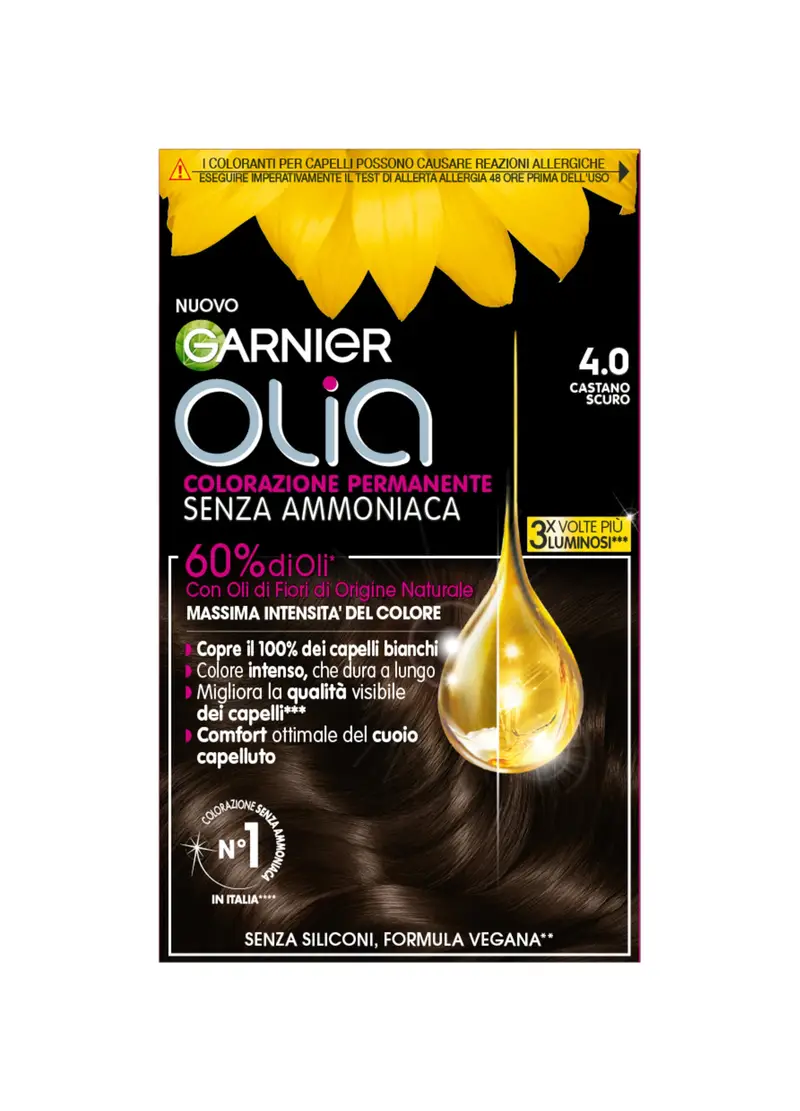OLIA' Garnier Tinta Capelli, Colorazione Permanente Senza Ammoniaca Per Una Fragranza Delicata, Copre Il 100% Dei Capelli Bianchi